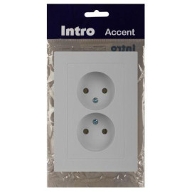 Розетка 2-м СП Accent 6-204-01 16А IP20 250В 2P AL/CU бел. Intro Б0063447