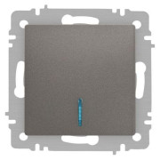 Выключатель 1-кл. СП Accent 6-102-09 10А IP20 250В с подсветкой AL/CU титан Intro Б0063460