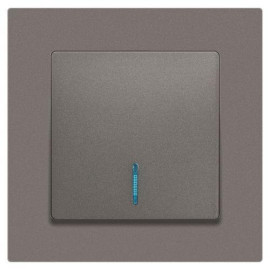 Выключатель 1-кл. СП Accent 6-102-09 10А IP20 250В с подсветкой AL/CU титан Intro Б0063460