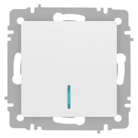 Выключатель 1-кл. СП Accent 6-102-01М 10А IP20 250В с подсветкой AL/CU бел. матов. Intro Б0063466