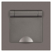 Розетка 1-м СП Accent 6-203-09 16А IP20 250В 2P+E Schuko с крышкой AL/CU титан Intro Б0063471