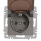 Розетка 1-м СП Accent 6-203-09 16А IP20 250В 2P+E Schuko с крышкой AL/CU титан Intro Б0063471