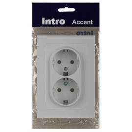 Розетка 2-м СП Accent 6-205-01 16А IP20 250В 2P+E Schuko AL/CU бел. Intro Б0063485