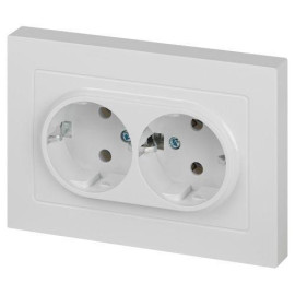 Розетка 2-м СП Accent 6-205-01 16А IP20 250В 2P+E Schuko AL/CU бел. Intro Б0063485