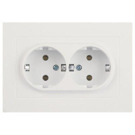 Розетка 2-м СП Accent 6-205-01М 16А IP20 250В 2P+E Schuko AL/CU бел. матов. Intro Б0063487