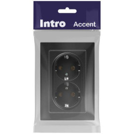 Розетка 2-м СП Accent 6-205-05 16А IP20 250В 2P+E Schuko AL/CU антрацит Intro Б0063494