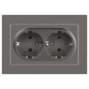 Розетка 2-м СП Accent 6-205-09 16А IP20 250В 2P+E Schuko AL/CU титан Intro Б0063500