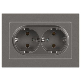 Розетка 2-м СП Accent 6-205-09 16А IP20 250В 2P+E Schuko AL/CU титан Intro Б0063500