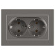 Розетка 2-м СП Accent 6-205-09 16А IP20 250В 2P+E Schuko AL/CU титан Intro Б0063500