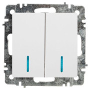 Выключатель 2-кл. СП Accent 6-105-01 10А IP20 250В с подсветкой AL/CU бел. Intro Б0063505