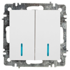 Выключатель 2-кл. СП Accent 6-105-01 10А IP20 250В с подсветкой AL/CU бел. Intro Б0063505