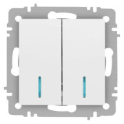 Выключатель 2-кл. СП Accent 6-105-01М 10А IP20 250В с подсветкой AL/CU бел. матов. Intro Б0063507