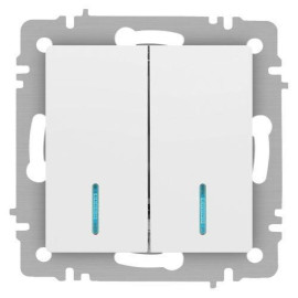 Выключатель 2-кл. СП Accent 6-105-01М 10А IP20 250В с подсветкой AL/CU бел. матов. Intro Б0063507