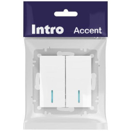 Выключатель 2-кл. СП Accent 6-105-01М 10А IP20 250В с подсветкой AL/CU бел. матов. Intro Б0063507