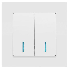 Выключатель 2-кл. СП Accent 6-105-01М 10А IP20 250В с подсветкой AL/CU бел. матов. Intro Б0063507