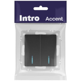 Выключатель 2-кл. СП Accent 6-105-05 10А IP20 250В с подсветкой AL/CU антрацит Intro Б0063516
