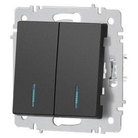 Выключатель 2-кл. СП Accent 6-105-05 10А IP20 250В с подсветкой AL/CU антрацит Intro Б0063516