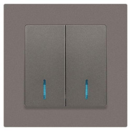 Выключатель 2-кл. СП Accent 6-105-09 10А IP20 250В с подсветкой AL/CU титан Intro Б0063525