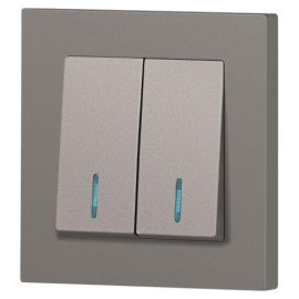 Выключатель 2-кл. СП Accent 6-105-09 10А IP20 250В с подсветкой AL/CU титан Intro Б0063525