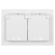 Розетка 2-м СП Accent 6-210-01 16А IP44 250В 2P+E Schuko с крышками защ. шторки AL/CU бел. Intro Б0063577