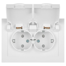 Розетка 2-м СП Accent 6-210-01 16А IP44 250В 2P+E Schuko с крышками защ. шторки AL/CU бел. Intro Б0063577