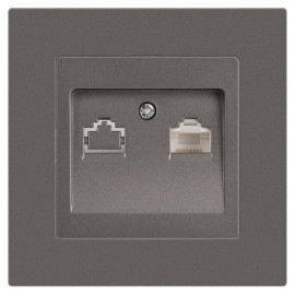 Розетка компьютерная 1-м СП Accent 6-303-09 RJ45 IP20 титан Intro Б0063642