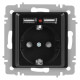 Розетка 1-м СП Accent 6-410-05 16А IP20 250В P+E Schuko + 2хUSB защ. шторки антрацит Intro Б0063698