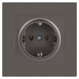Розетка 1-м СП Accent 6-202-09 16А IP20 250В 2P+E Schuko титан Intro Б0063701