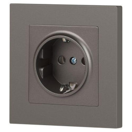 Розетка 1-м СП Accent 6-202-09 16А IP20 250В 2P+E Schuko титан Intro Б0063701