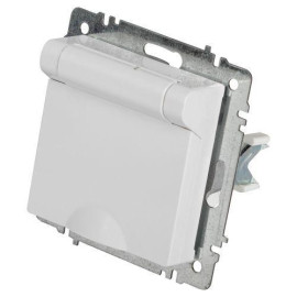 Розетка 1-м СП Accent 6-203-01 16А IP20 250В 2P+E Schuko с крышкой AL/CU бел. Intro Б0063709