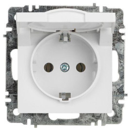 Розетка 1-м СП Accent 6-203-01 16А IP20 250В 2P+E Schuko с крышкой AL/CU бел. Intro Б0063709