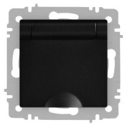 Розетка 1-м СП Accent 6-203-05 16А IP20 250В 2P+E Schuko с крышкой антрацит Intro Б0063747