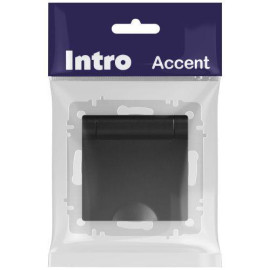 Розетка 1-м СП Accent 6-203-05 16А IP20 250В 2P+E Schuko с крышкой антрацит Intro Б0063747