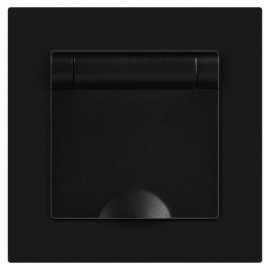 Розетка 1-м СП Accent 6-203-05 16А IP20 250В 2P+E Schuko с крышкой антрацит Intro Б0063747