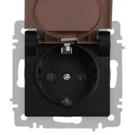 Розетка 1-м СП Accent 6-203-05 16А IP20 250В 2P+E Schuko с крышкой антрацит Intro Б0063747