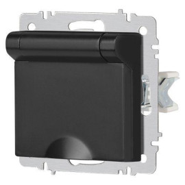 Розетка 1-м СП Accent 6-203-05 16А IP20 250В 2P+E Schuko с крышкой антрацит Intro Б0063747