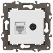 Розетка компьютерная + телевизионная Elegance 14-3110-01М RJ45+TV матов. бел. Эра Б0065767