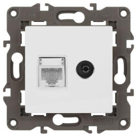 Розетка компьютерная + телевизионная Elegance 14-3110-01М RJ45+TV матов. бел. Эра Б0065767