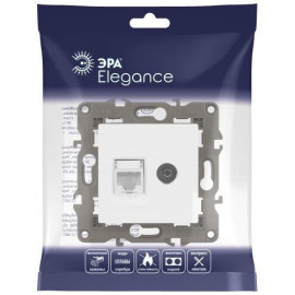 Розетка компьютерная + телевизионная Elegance 14-3110-01М RJ45+TV матов. бел. Эра Б0065767