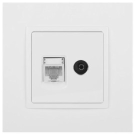 Розетка компьютерная + телевизионная Elegance 14-3110-01М RJ45+TV матов. бел. Эра Б0065767