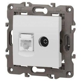 Розетка компьютерная + телевизионная Elegance 14-3110-01М RJ45+TV матов. бел. Эра Б0065767