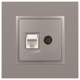 Розетка компьютерная + телевизионная Elegance 14-3110-16 RJ45+TV титан Эра Б0065768