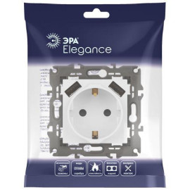 Розетка Elegance 14-4109-01М 16A 250В 2P+E защ. штор. с 2xUSB 3А 5В матов. бел. Эра Б0065773