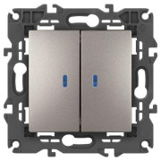Выключатель 2-кл. Elegance 14-1105-16 250В 10АХ с подсветкой титан Эра Б0065789