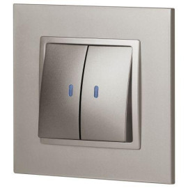 Выключатель 2-кл. Elegance 14-1105-16 250В 10АХ с подсветкой титан Эра Б0065789