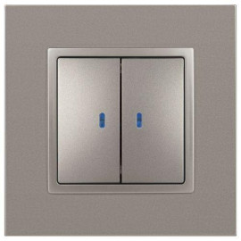 Выключатель 2-кл. Elegance 14-1105-16 250В 10АХ с подсветкой титан Эра Б0065789