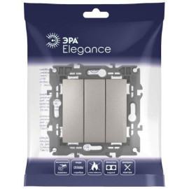 Выключатель 3-кл. Elegance 14-1107-16 250В 10АХ титан Эра Б0065799
