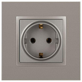 Розетка Elegance 14-2101-16 16А 250В 2P+E Schuko титан Эра Б0065802