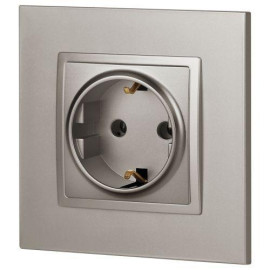 Розетка Elegance 14-2101-16 16А 250В 2P+E Schuko титан Эра Б0065802