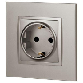 Розетка Elegance 14-2102-16 16А 250В 2P+E Schuko защ. шторки титан Эра Б0065806